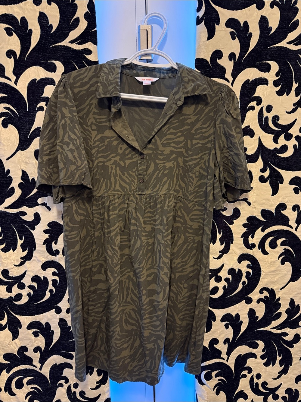 Joe Fresh Olive Green Camouflage Short Sleeve Top